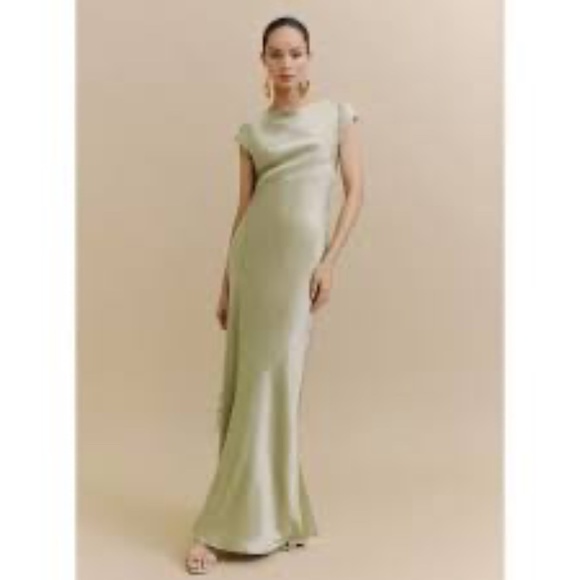 Reformation Niamh Silk Maxi Dress Green 12 NWT - Picture 2 of 12